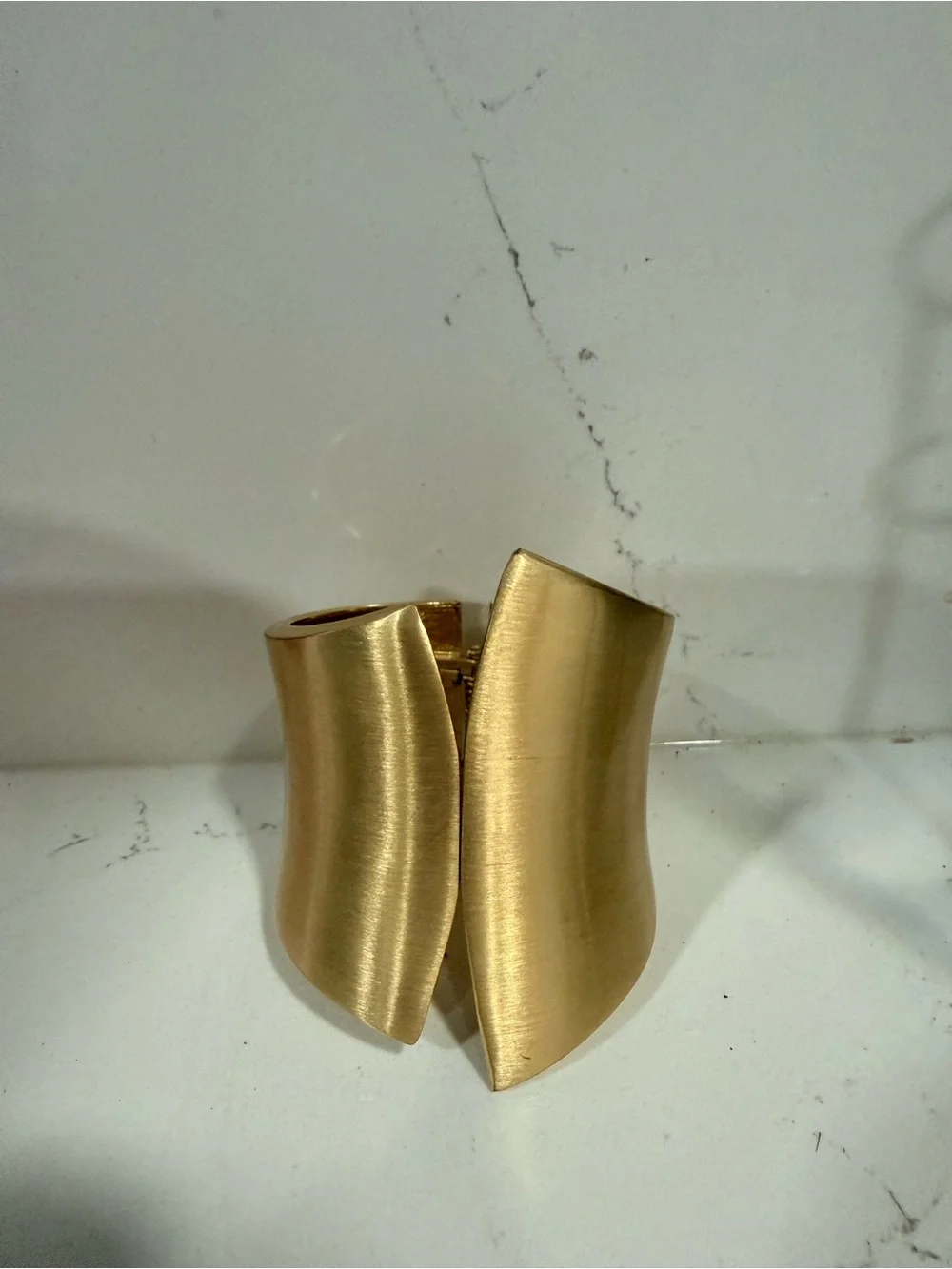 Gold Metal Asymmetrical Cuff Bracelet Hinged Closure